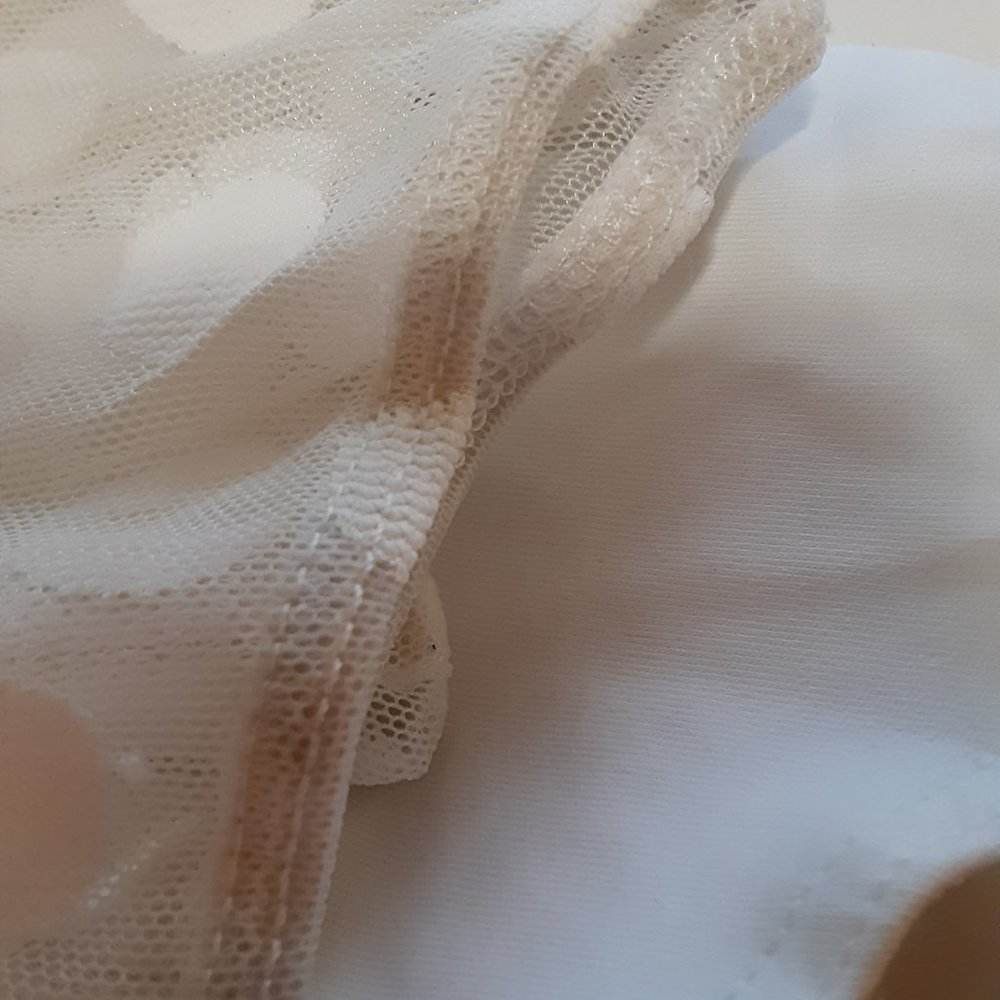 🍋NEW FOR LOVE & LEMONS SKIVVIES CLEMENTINE POLKA DOT WHITE MESH BODYSUIT SIZE L - Picture 9 of 9